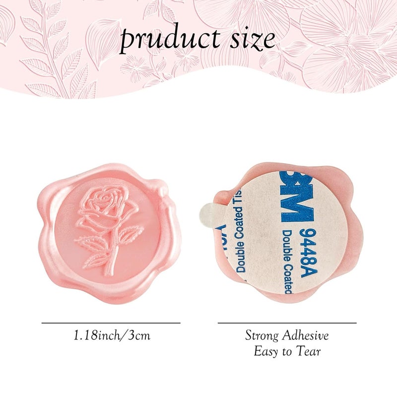 Pilloze 25 Pcs Pink Rose Wax Seal Stickers, Pink Wax Seal for Wedding Invitation, Easy to Use and Good Adhesion Rose Envelope Stickers, Wedding Invitation Accessories - Image 2
